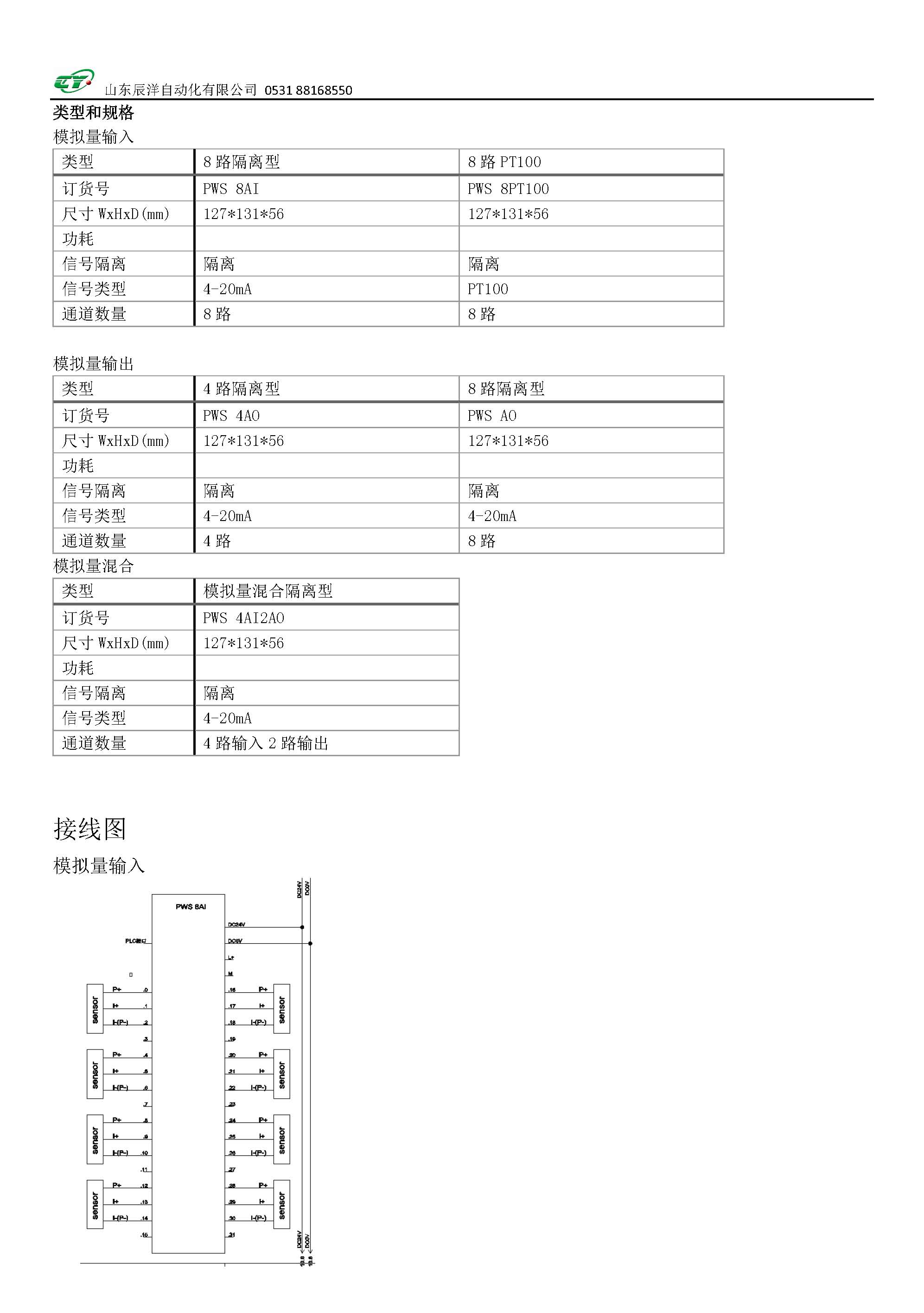 模拟量产品说明书